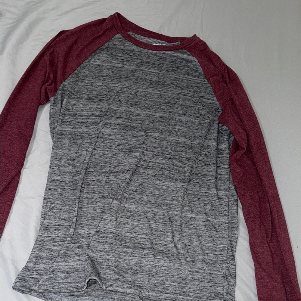 Urban Outfitters Gray and Burgundy Long Sleeve Tee